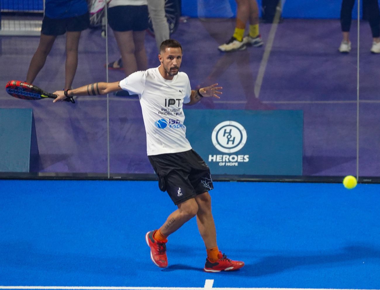 Former A C Milan Defender Luca Antonini playing Padel at IPT's Dubai leg at ISD Padel in Dubai Sports City