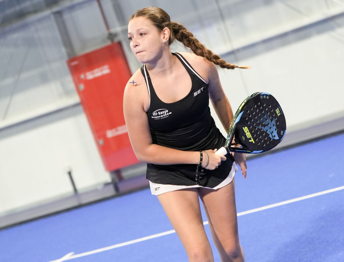 Padel rackets are thick and perforated