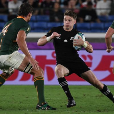 Beauden Barrett a new zealand rugby player playing a professional rugby match vs South Africa