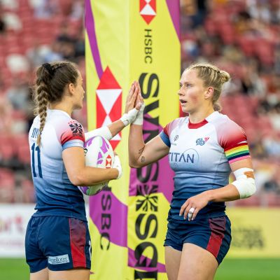 Women playing rugby