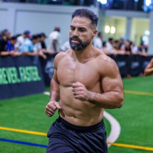 A man in the middle of an event in the precision pairs competition held at ISD Dubai Sports City