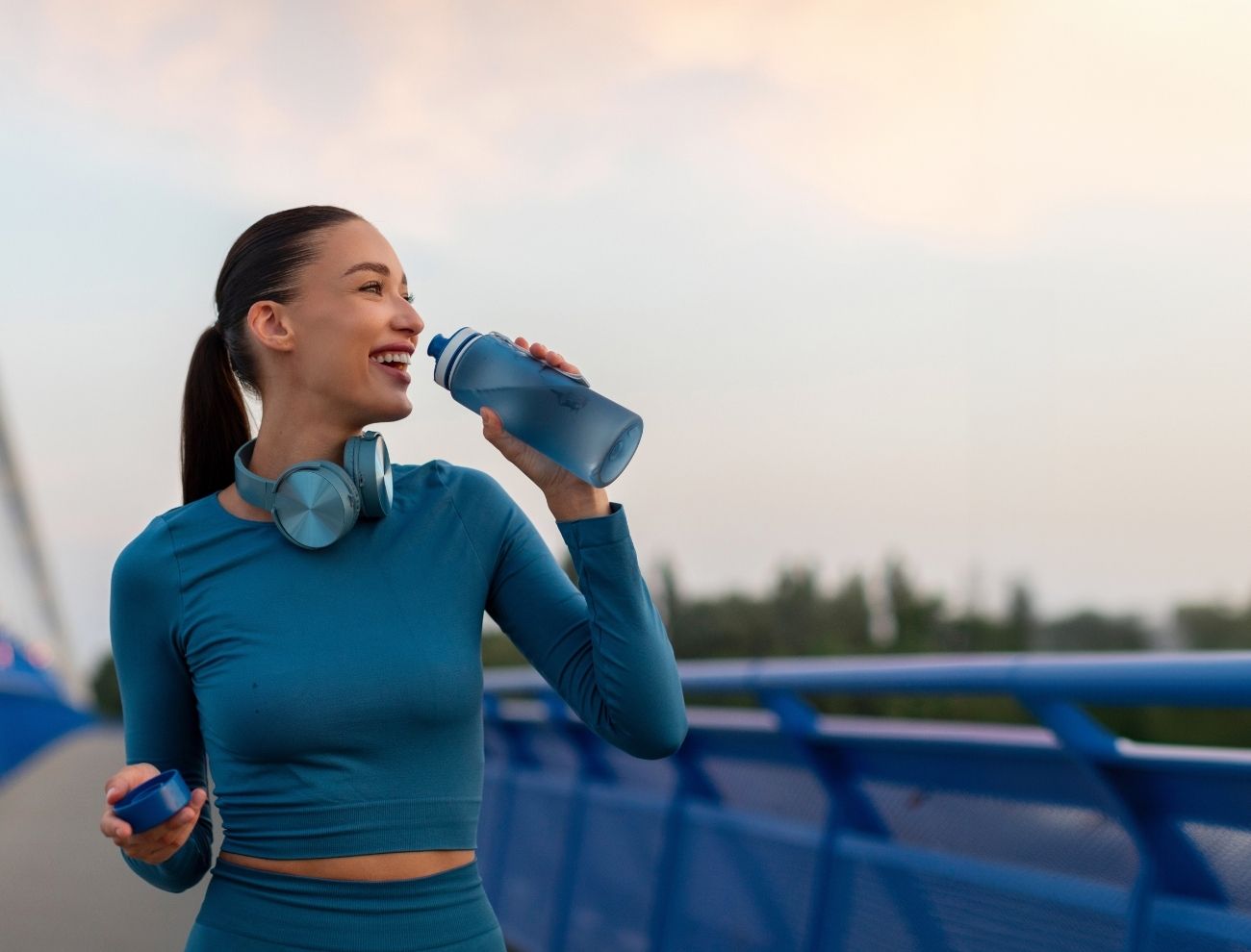 A woman taking a break after running