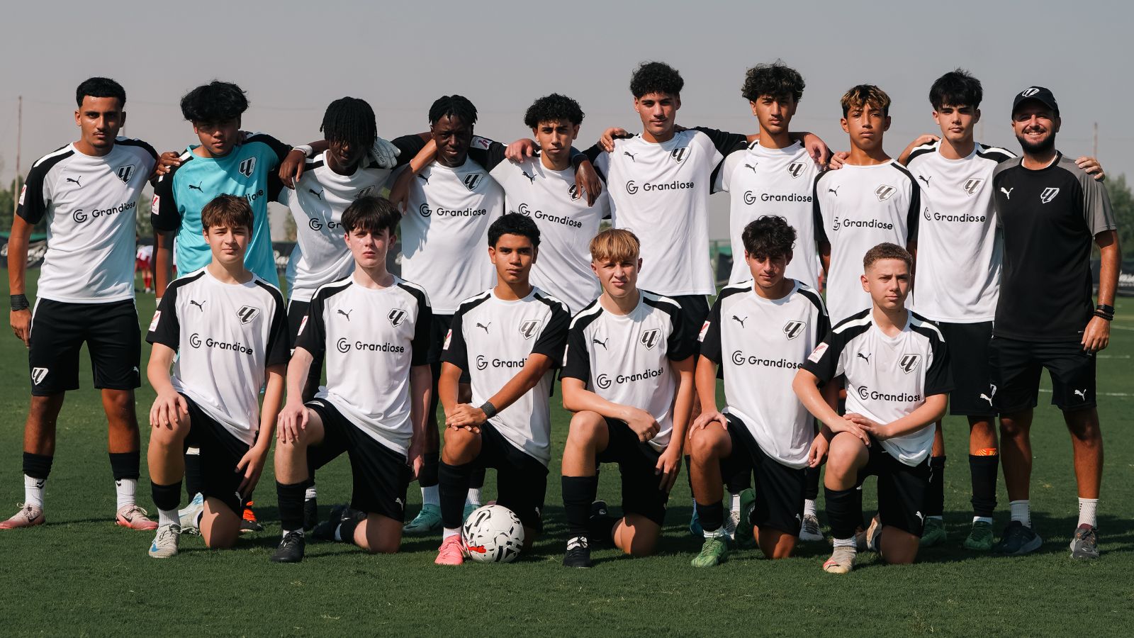 LaLiga Academy Dubai's U18 HPC Squad poses for a team picture before their match in DOFA League 2024 2025