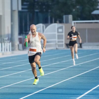 Corporate employees taking part a running race during the Dubai Corporate Games in ISD Dubai Sports City